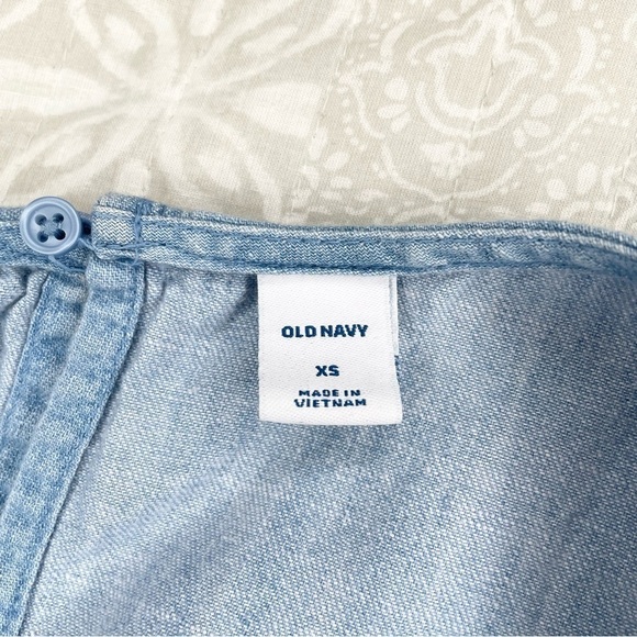 Old Navy Blue Chambray V-Neck Surplice Ruffle Sleeve Jumpsuit Extra Small - Picture 6 of 13